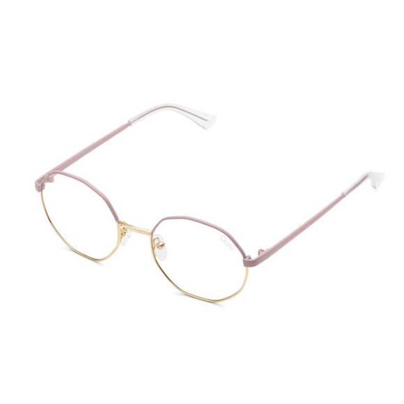 QUAY Eclectic Blue Light Glasses Pink Gold Frames - Picture 5 of 9